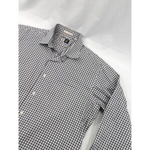 Steven Giles Mens Medium Gray White Tartan‎ Plaid Button Down Long Sleeve